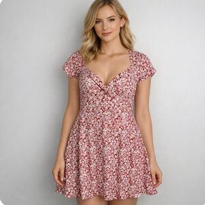 NWT Abercrombie & Fitch Micro Floral Mini Dress MP Babydoll Coquette Vacation